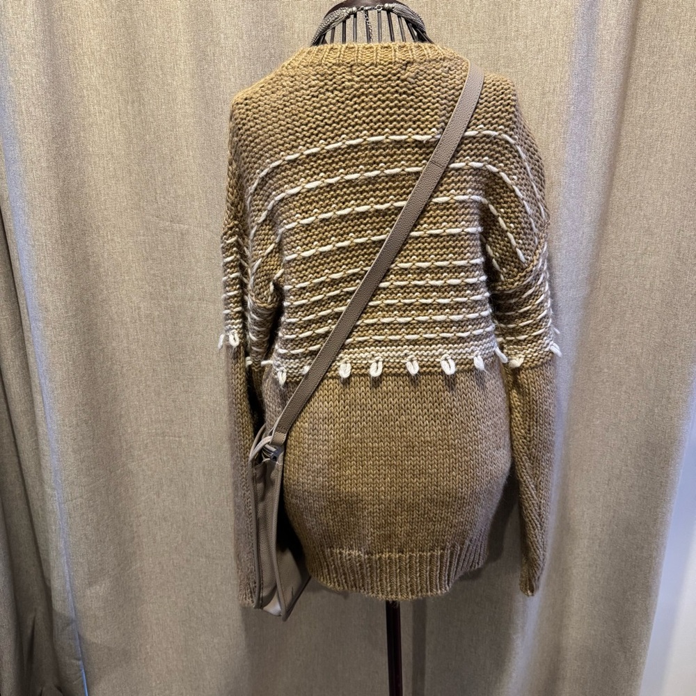 Anthropologie Elsamanda Italian Wool Alpaca Striped Sweater S Oversized Chunky - Picture 6 of 11